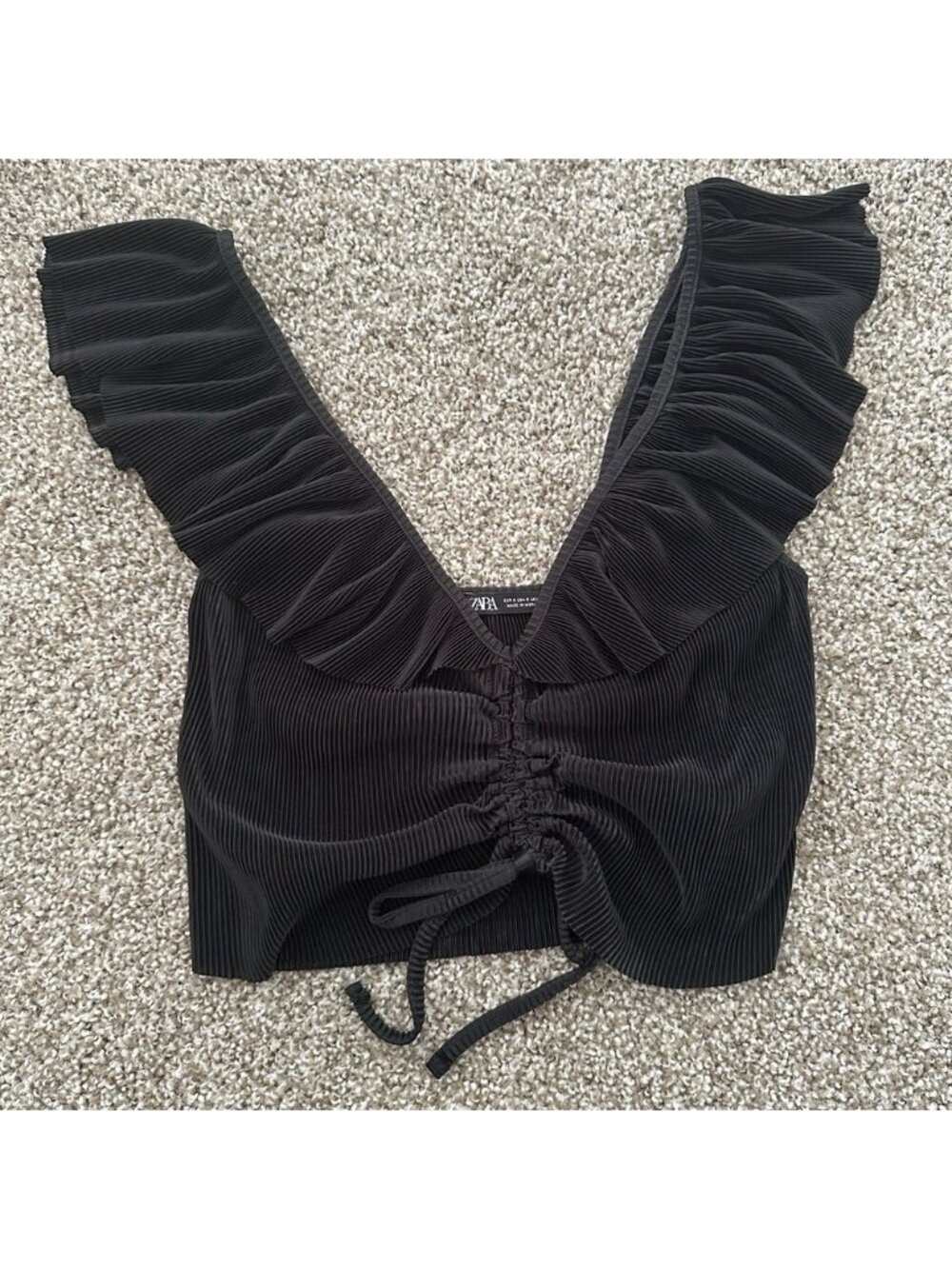 Black Ruffled Women's Top Size S